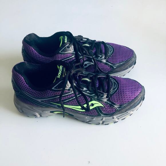 Saucony 'Cohesion 7' Women's SZ 11 Purple Sneaker Lime Green - Picture 2 of 10